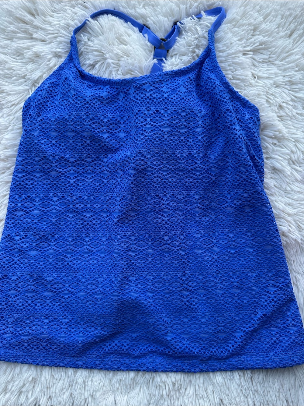 New Island Escape Blue Lace Tank Top